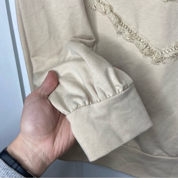 AndTheWhy boho fringe sweatshirt size L - Picture 5 of 9